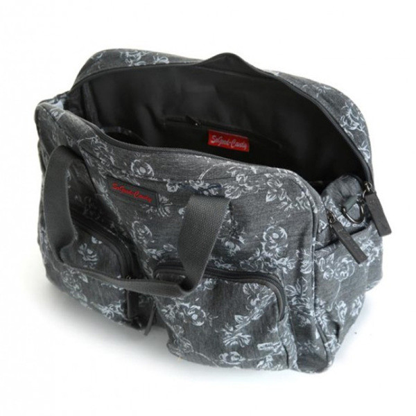 Grey with White Floral Design Baby Bag Party Supplies PartyLady