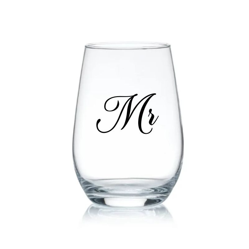 Gold Mr Stemless Wine Glass - Sentry Lane